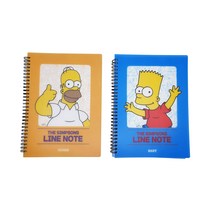 심슨 가족 PP커버 유선 라인 스프링 노트 2종 세트, 호머, 바트, 1세트