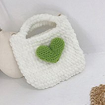 수제 DIY 뜨개질 네트 미니 크로스백, 1개, 화이트 + 그린