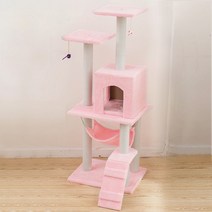 마음이음마켓 고양이 벨벳 캣타워 해먹, 핑크, 1개