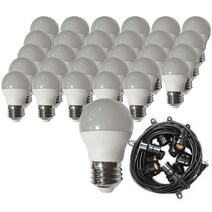 맥아트 LED 스트링 라이트 전등선 30소켓 30m   인치구 3W 30p 세트, 블랙(전등선), 주광색(하얀빛)