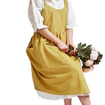 유로와 여성용 부엌 원예 꽃집 면소재 앞치마 색감 URO103, 머스타드, 1개