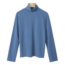 시크블랙 여성용 누게니 베이직 목 폴라 긴팔 티셔츠 T7768K19