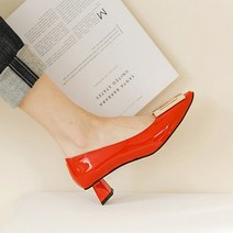 여성용 가죽 골드 사각장식 플랫 단화 4.5cm st4501
