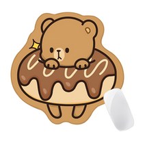 피쓰프리덤 귀여운 동물 키보드 마우스 패드, 도넛브라운곰, 1개
