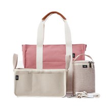 마리코코 코코 캔버스 기저귀 가방   이너백   보냉백 세트, 인디핑크(가방), 베이지(이너백, 보냉백)