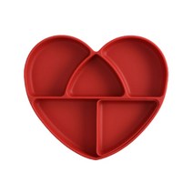 러빗 실리콘 하트 흡착 식판 + 국나눔칸세트, 레드, 식판 + 국나눔칸