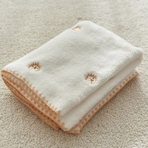 데코뷰 쁘띠라이언 자수 보송 블랭킷, 아이보리   옐로우