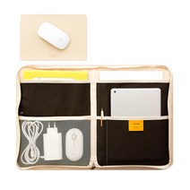 퍼니메이드 캔버스 노트북 파우치 + 가죽 마우스패드, 차콜(파우치)