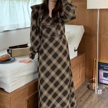 페이퍼먼츠 고급스러운 빅카라 기모 체크 롱 원피스 00993