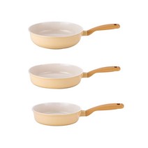 네오플램 플랑 IH 후라이팬 3종 세트, 옐로우, 플랑 20cm + 플랑 26cm + 웍 26cm