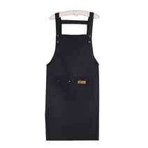 카페 공방 생활방수 어린이집 롱 목걸이형 앞치마, 블랙, 1개