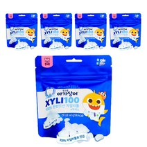 핑크퐁 아기상어 자일리100 핀란드100% 자일리톨, 40g, 5봉