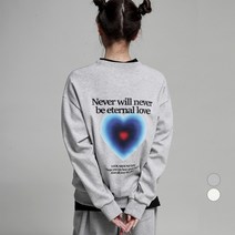 어썸어라운드 여성용 그라데이션 하트 나염 맨투맨