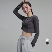 어썸어라운드 여성용 버튼 크롭 가디건