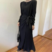 페이퍼먼츠 레아리 라운드넥 플리츠 랩 롱 원피스 01535