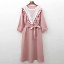 럽스 브레스 레이스 허리끈 프릴 원피스