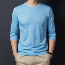 더시럽 남성용 라운드넥 긴팔 솔리드 옴므니트