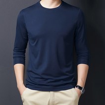 더시럽 남성용 라운드넥 긴팔 솔리드 옴므니트