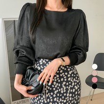 무드인더 라운드넥 실키 블라우스