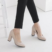 코코폭신 폭신 데일리 심플 스퀘어 미들힐 펌프스 C8111 8112 8cm + 뒷꿈치패치 2p