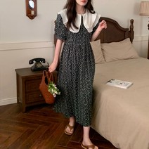 페이퍼먼츠 빅러플카라 잔도트 반팔 플레어 원피스 01969