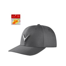 캘러웨이 남성용 메탈 아이콘 스냅백 캡모자 + 마야골프티 세트, 실버