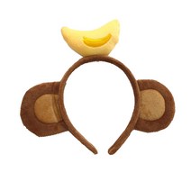 친절한마이쮸 동물 인생네컷 원숭이 모양 머리띠, 진갈색, 1개