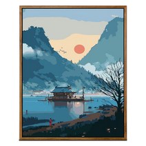 순잠 깜찍 모던 수채화 유채화 개릭터 그림그리기 DIY 세트 50 x 65 x 1.6 cm, 8 강물 하우스