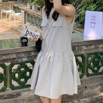 메이첼 캐주얼 큐트 정장지 볼륨 프릴 민소매 원피스00891