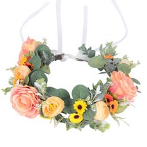 셀프웨딩 빈티지 크라운 플라워, 오렌지, 1개