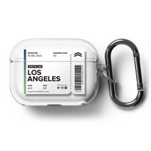 플래나 국제선 탑승권 시리즈 에어팟 프로 TPU 투명 케이스 + 카라비너 세트, 1. 로스앤젤레스