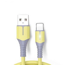 위드웍스 C타입-아이폰 8핀 USB 3A 라이트닝 컬러 고속 충전케이블, 2m, 옐로우