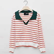비엔엑스 여성용 카라 긴팔 트임 단가라 긴팔 니트 BU3KP004L0