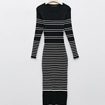 탱커스 스트라이프 배색 슬림핏 롱 원피스 TU3OP005L0