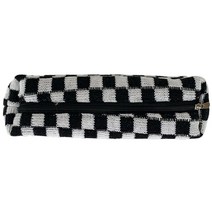 클리니스 바둑판 심플 체크 필통, 1개, 흑백