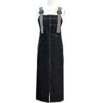 골든래빗 체스밴딩 데님 에이프런 앞치마, 블랙진