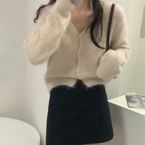 체리체리 여성용 포근 솔잎 니트 가디건