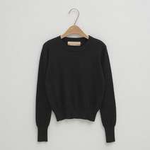 나인 여성용 N시그니처 T023-베이직 라운드넥 자수 니트 T-6582