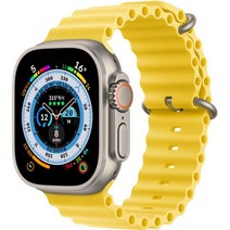 Apple 애플워치 Ultra 오션 밴드 49mm GPS+Cellular 티타늄 케이스, 옐로 Regular