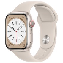 Apple 애플워치 8, 41mm, GPS+Cellular, 알루미늄, 스타라이트 / 스타라이트 스포츠 밴드, 스타라이트(케이스) + 스타라이트(밴드)