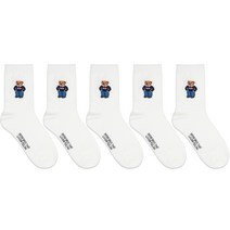 박군 남성용 베어 중목 양말 5족 세트
