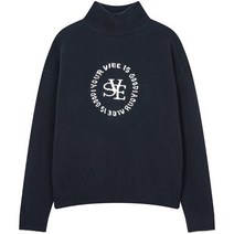 보브 여성용 라운드 로고 터틀넥 니트 7152450205