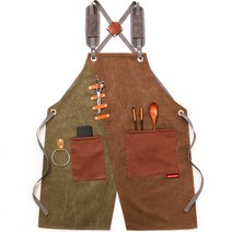 꼬까 데님 캔버스 앞치마, 03 그린옐로우 숄더 스트랩, 1개