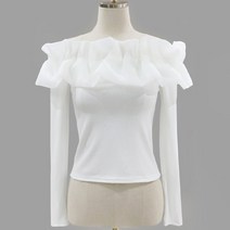 여성용 버린트 오프숄더 니트 티셔츠