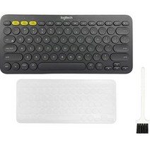 로지텍 K380 멀티 디바이스 블루투스 키보드 + 한글 키스킨 + 청소솔, 일반형, 블랙(키보드), Y-R0056
