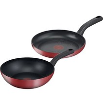 테팔 레드 딜라이트 인덕션 후라이팬 2종 세트, 프라이팬 28cm + 볶음팬 28cm