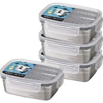 코멕스 블럭형 스텐 보관 밀폐용기 480ml, 단품, 4개