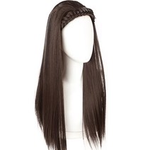 하이유니 땋은 벼머리 헤어 머리띠 가발 50cm, 1개, 브라운블랙