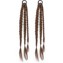 하이유니 3 라인 땋은 벼머리 트윈테일 가발 2p 세트, 라이트브라운, 1세트