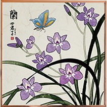 케이엠엘리홀딩스 5D 사군자 난 AB 원형 보석십자수 DIY키트 40 x 40 cm, 혼합색상, 1개